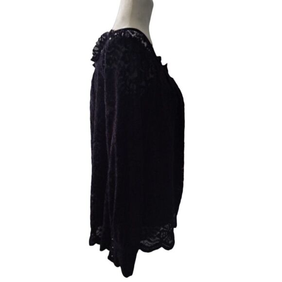 Anthropologie Eri + Ali Coldshoulder Lace Black Button Cuff Dark Boho Top Small - Picture 3 of 9